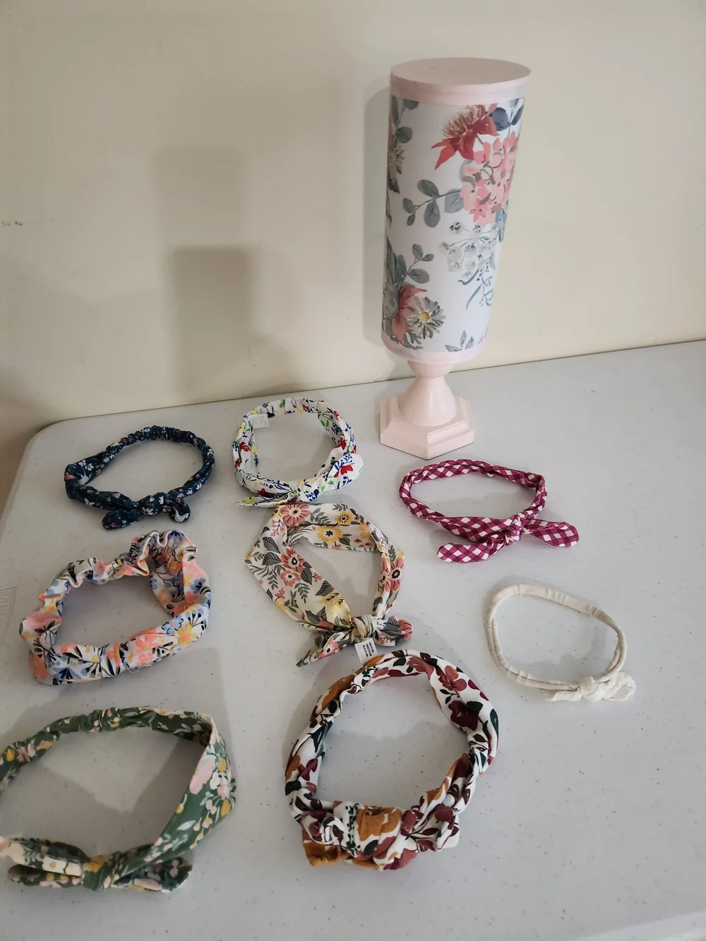 Kids Floral & Patterned Hair Tie Set - Assorted Colors With Head Band Stand